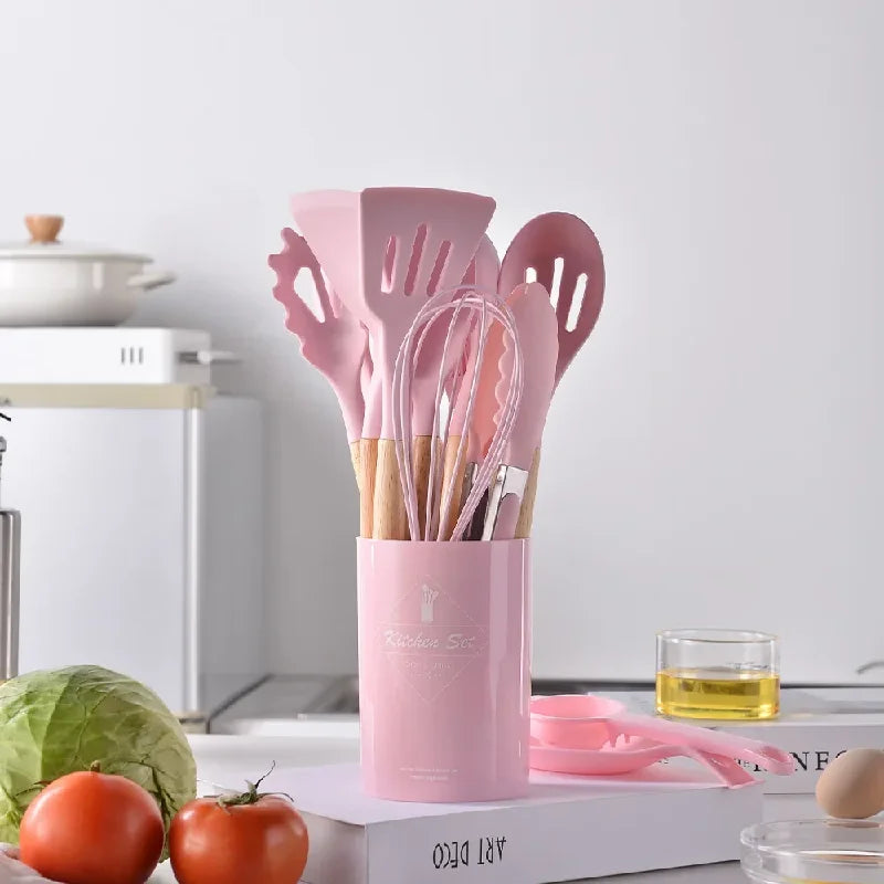 12pcs Silicone Utensils Non-Stick Cookware Spatula Shovel Egg