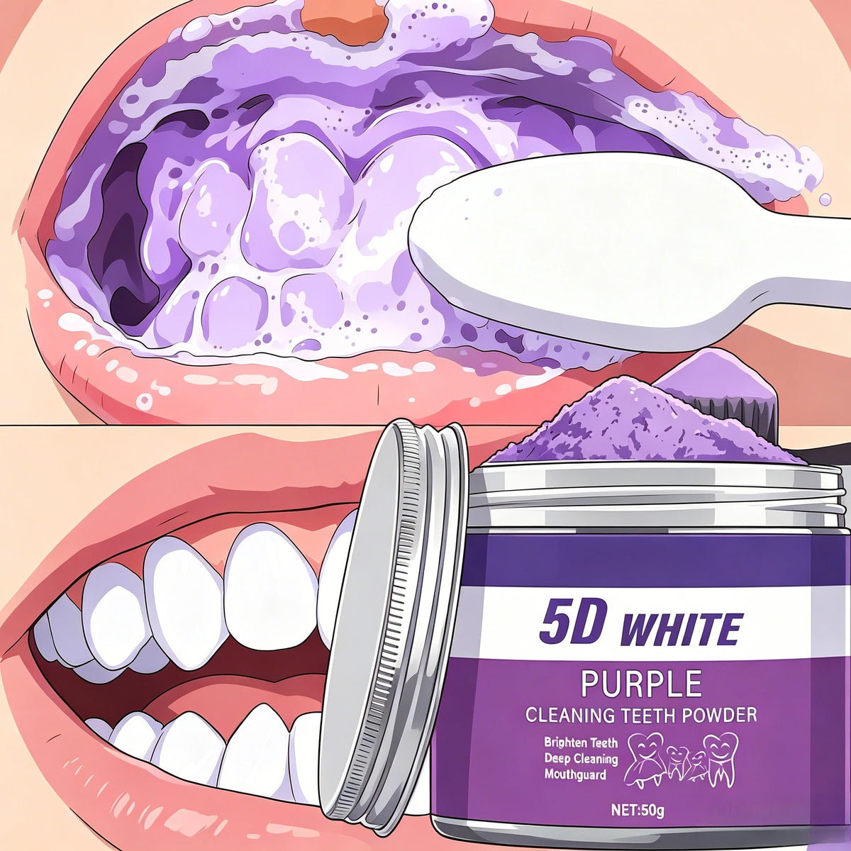Purple Teeth Whitening Powder 50g - Deep Cleaning