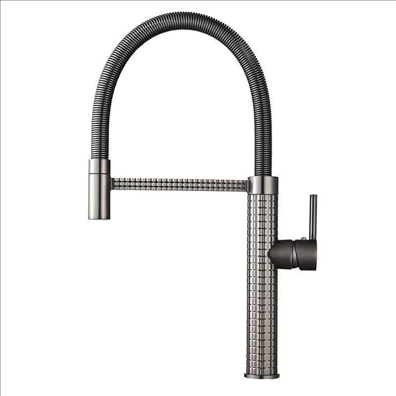 Black Spring Faucet Pull Down Handheld Shower Carved