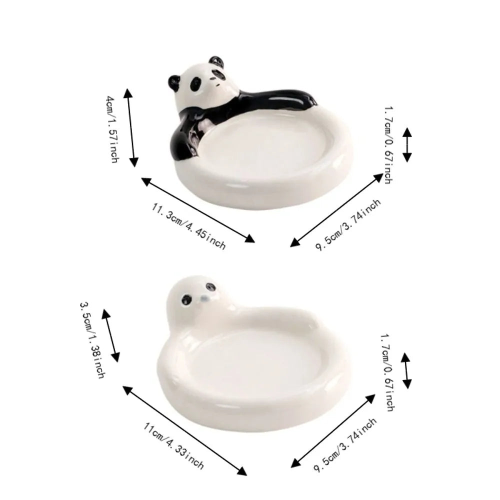 Tableware Ceramic Cartoon Animal Dipping Dishes Round White