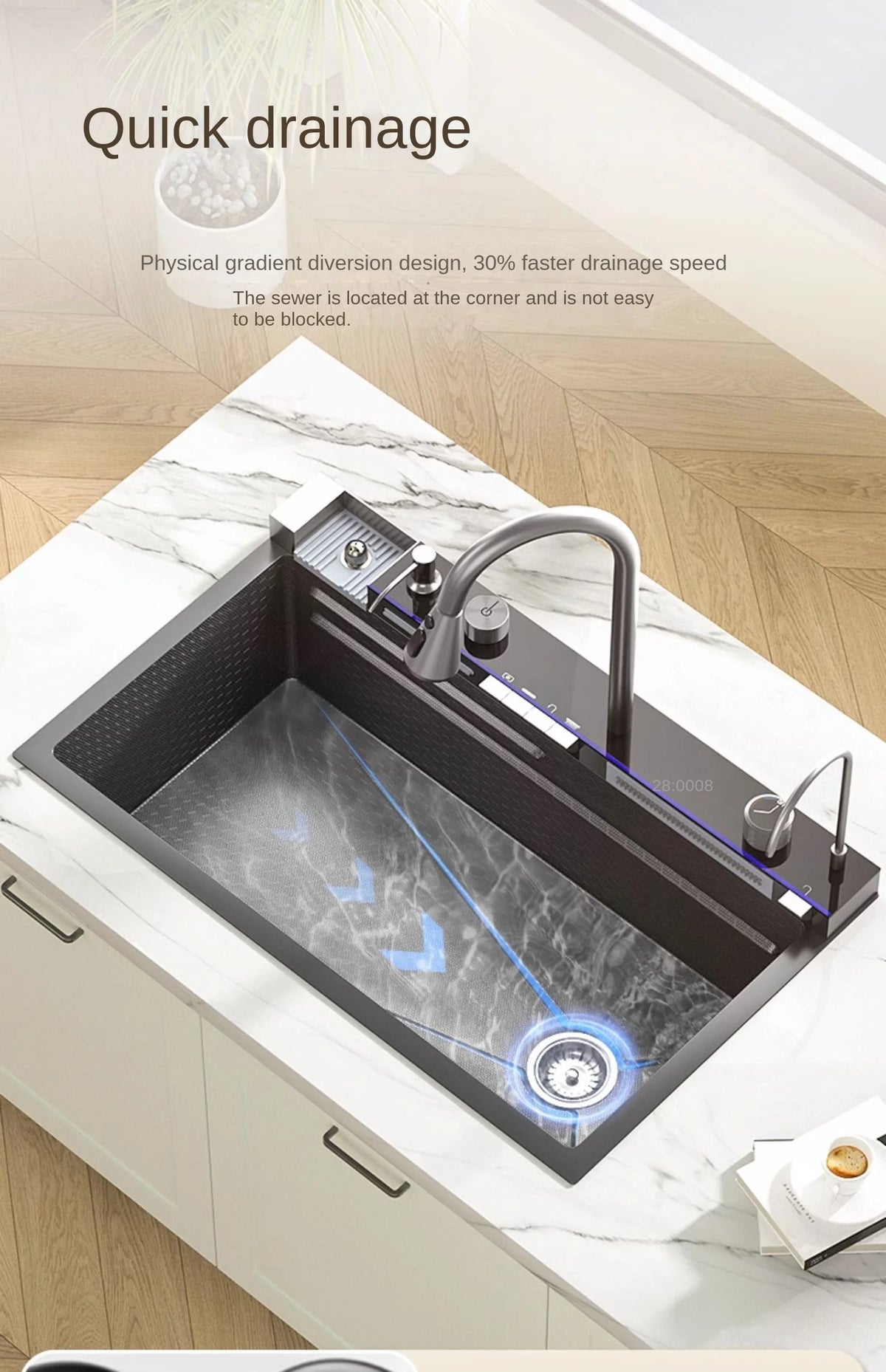 Integrated Waterfall Sink Honeycomb Technology Large Digitial