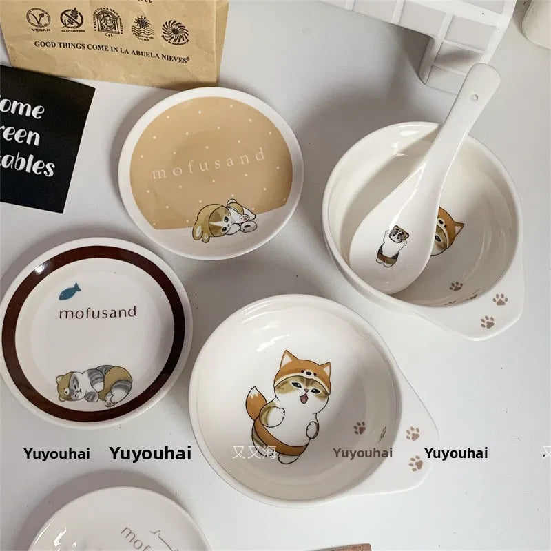 Adorable Ceramic Shark Dinnerware Small Bowl Soup Spoon