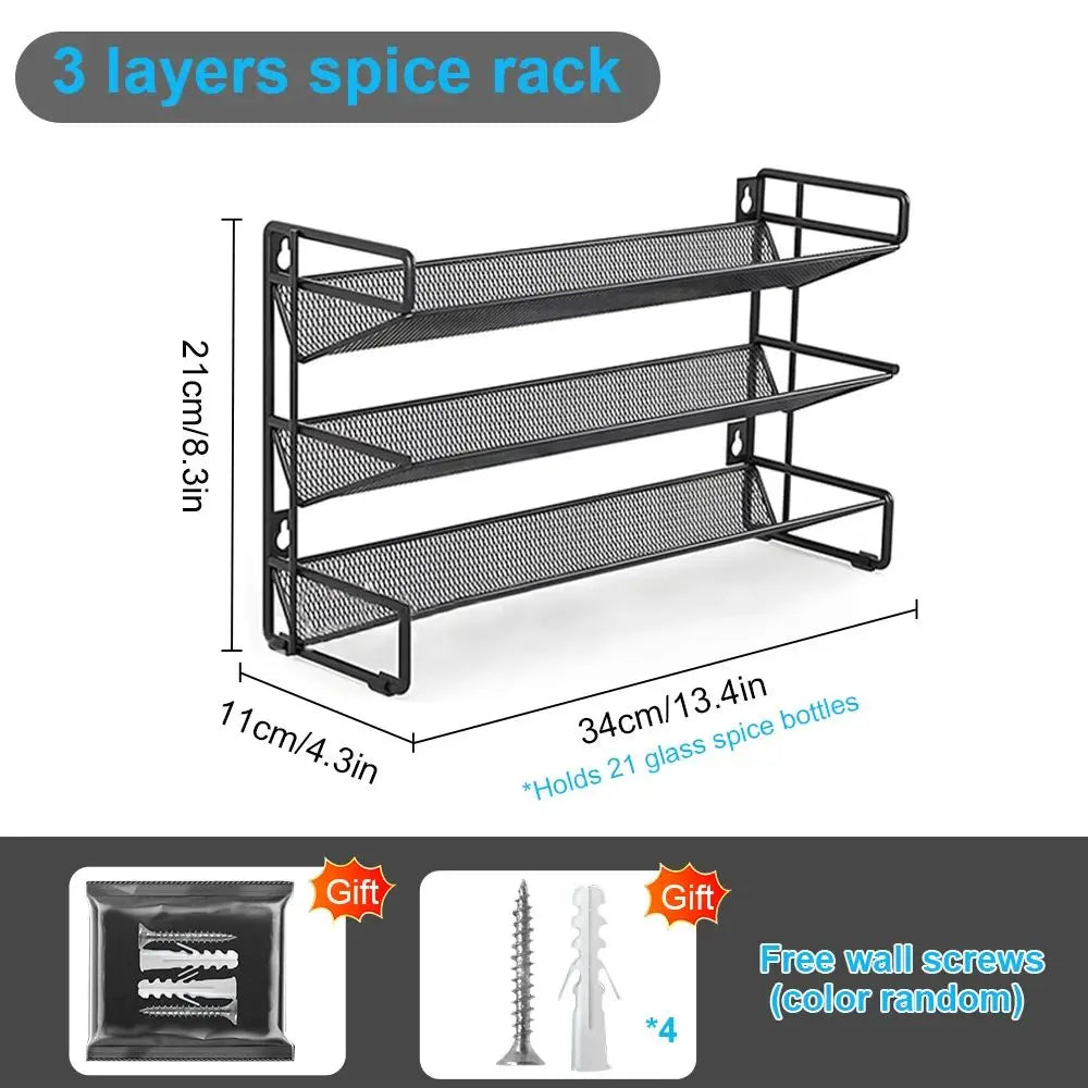 3/4tier Spice Rack Counter Standing Wall Mounted Spice