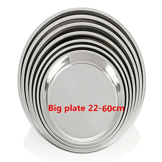 Stainless Steel Thick Flat Big Round Dish Charger