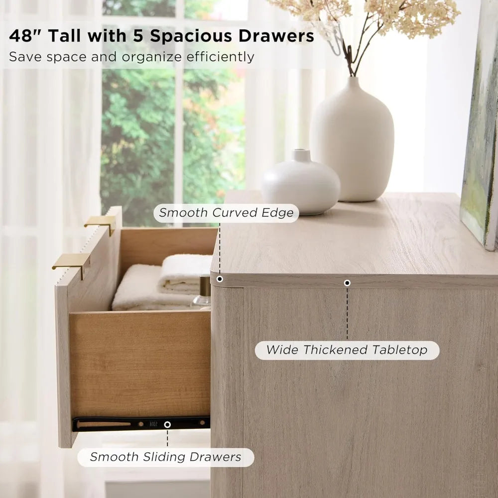Fluted Drawers Dresser 48 Tall Modern Chest Of