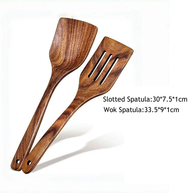 Wooden Utensils Sets Acacia Wood Long Handle Spatula
