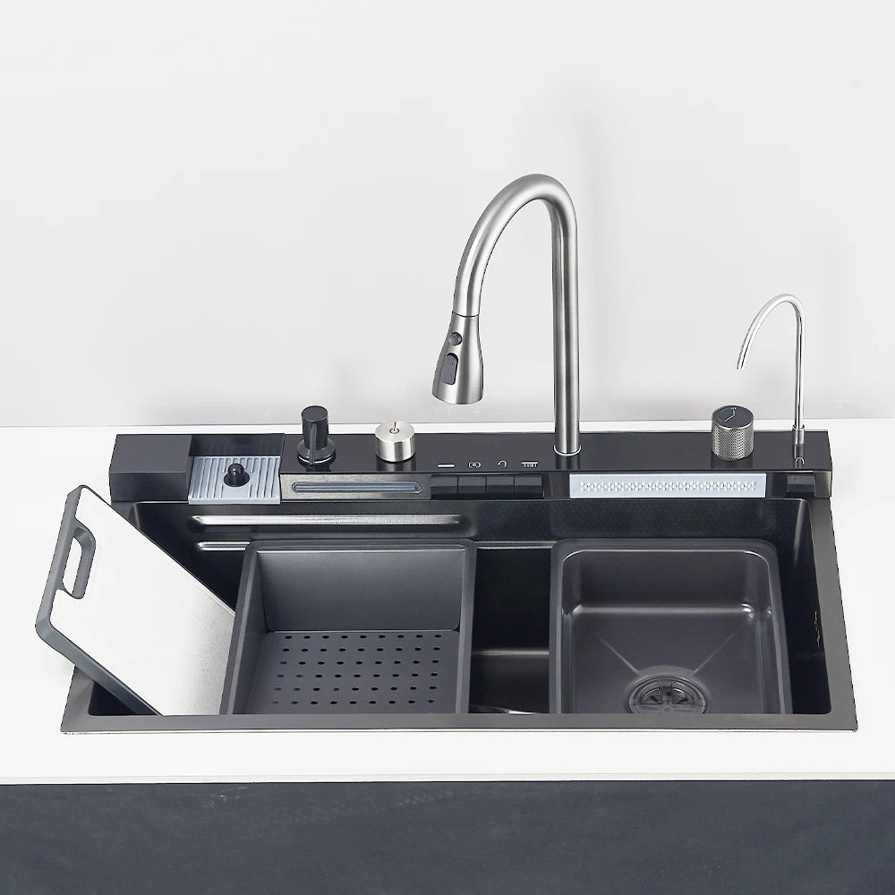 304 Stainless Steel Waterfall Sink Digital Display Large