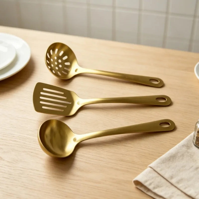 Gold Utensils Stainless Steel Cooking Cooking Spatula Slotted