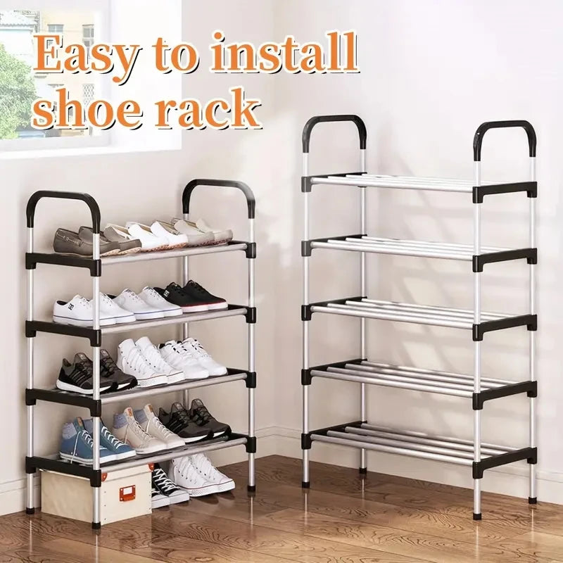 Shoe Rack Multi-Layer Dustproof Door Black Shoe Cabinet