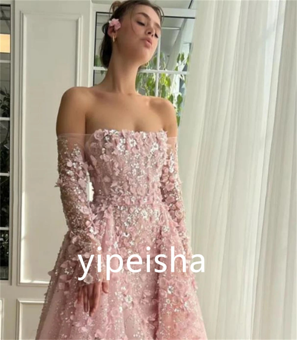 Customized Intricate Elegant Off-The-Shoulder Ball Gown Party