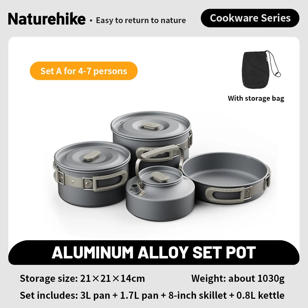 Naturehike Camping Cookware Kit Outdoor Frying Pan Kettle