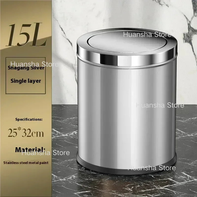 Stainless Steel Trash Can Gold Bathroom Bedroom Recycle