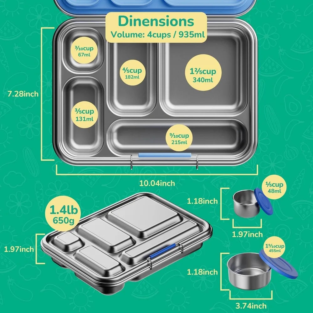 Kids Stainless Steel Bento Box Leakproof Bpa Compartments