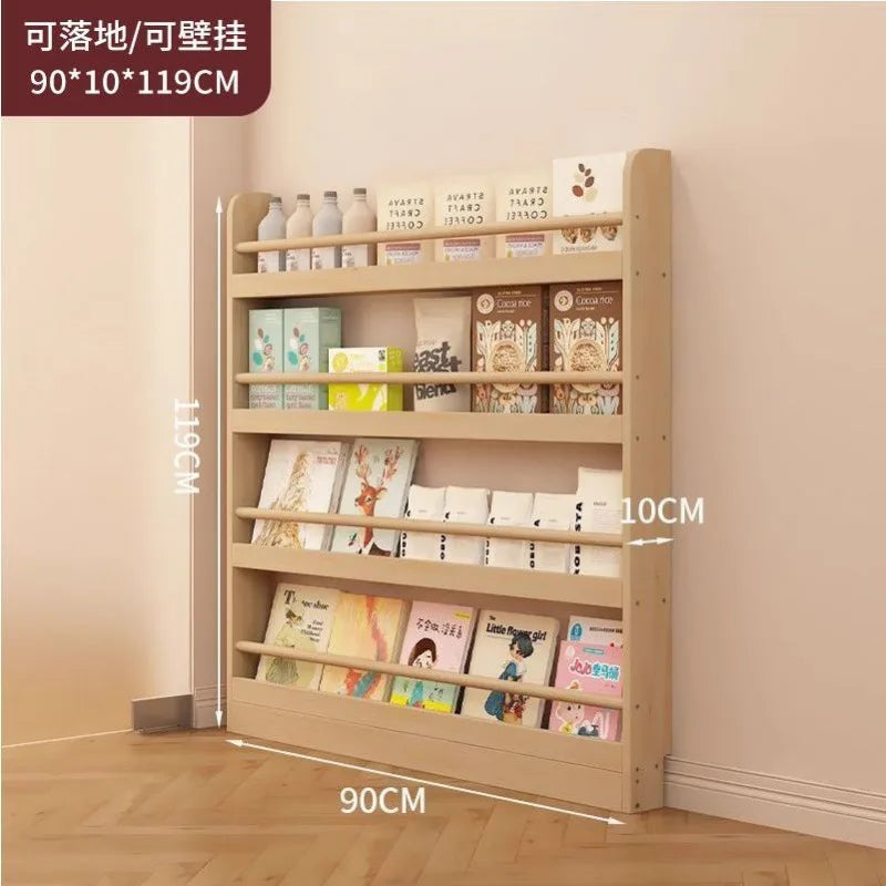 Corner Storage Rack Ultra-Thin Solid Wood Floor-Standing Bookcase