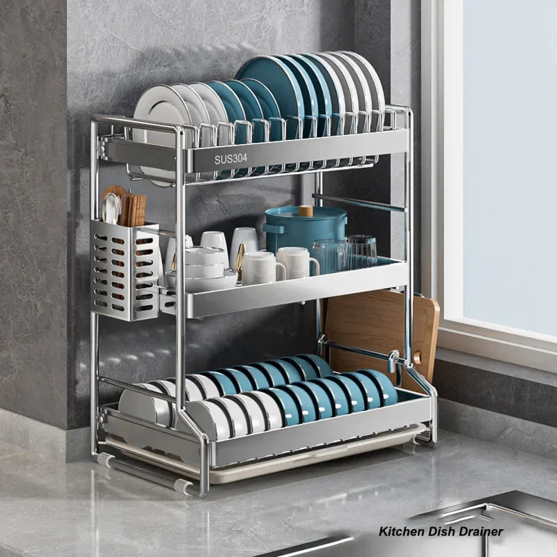 Dish Drainer Storage Organization Stainless Steels Drainer Dishes