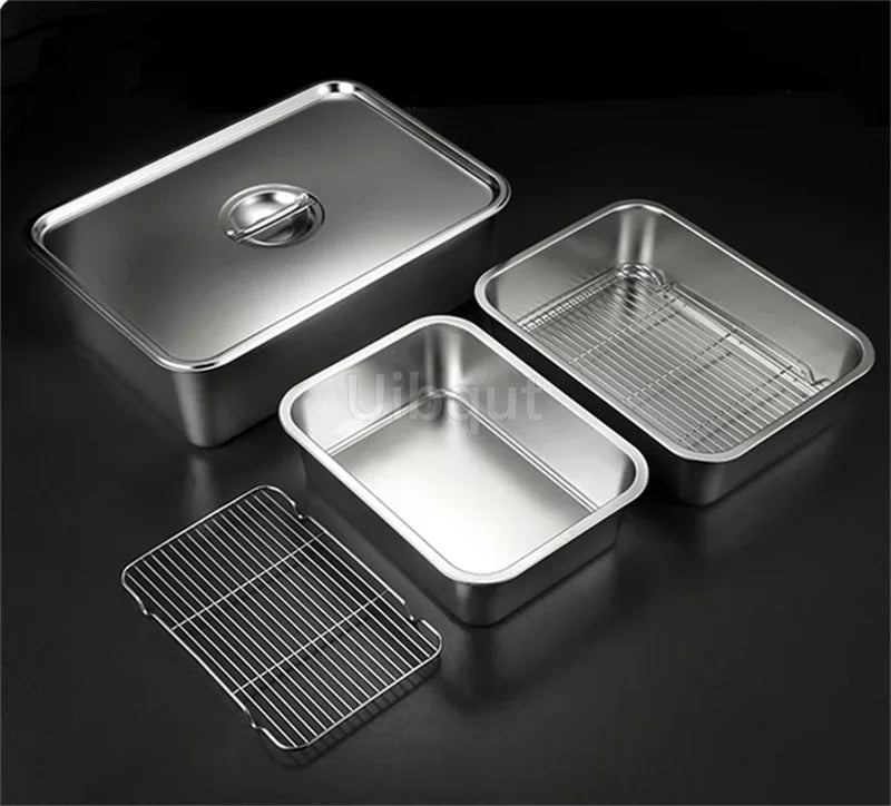 Thicken Stainless Steel Serving Tray Lid Rectangle Metal