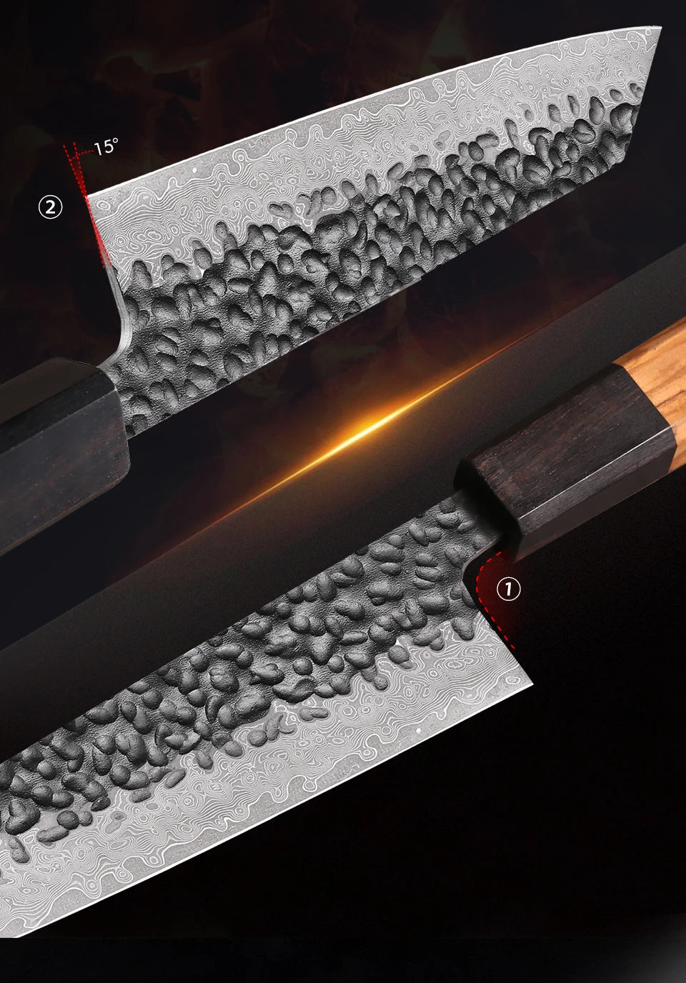 6-Inch Japanese Bunka Knife 67 Layer Damascus Steel