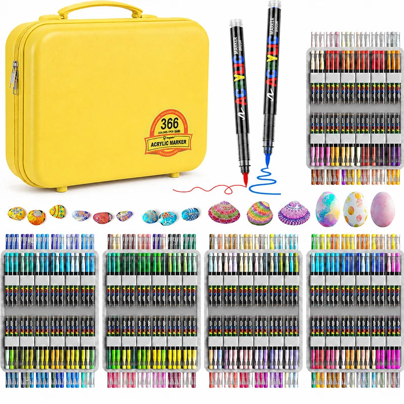 12-366 Colors Acrylic Paint Markers Quick Dry Brush