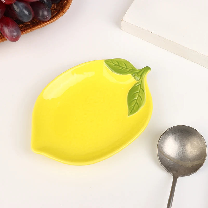 Creative Cartoon Lemon Shaped Ceramic Dish Salad Dish