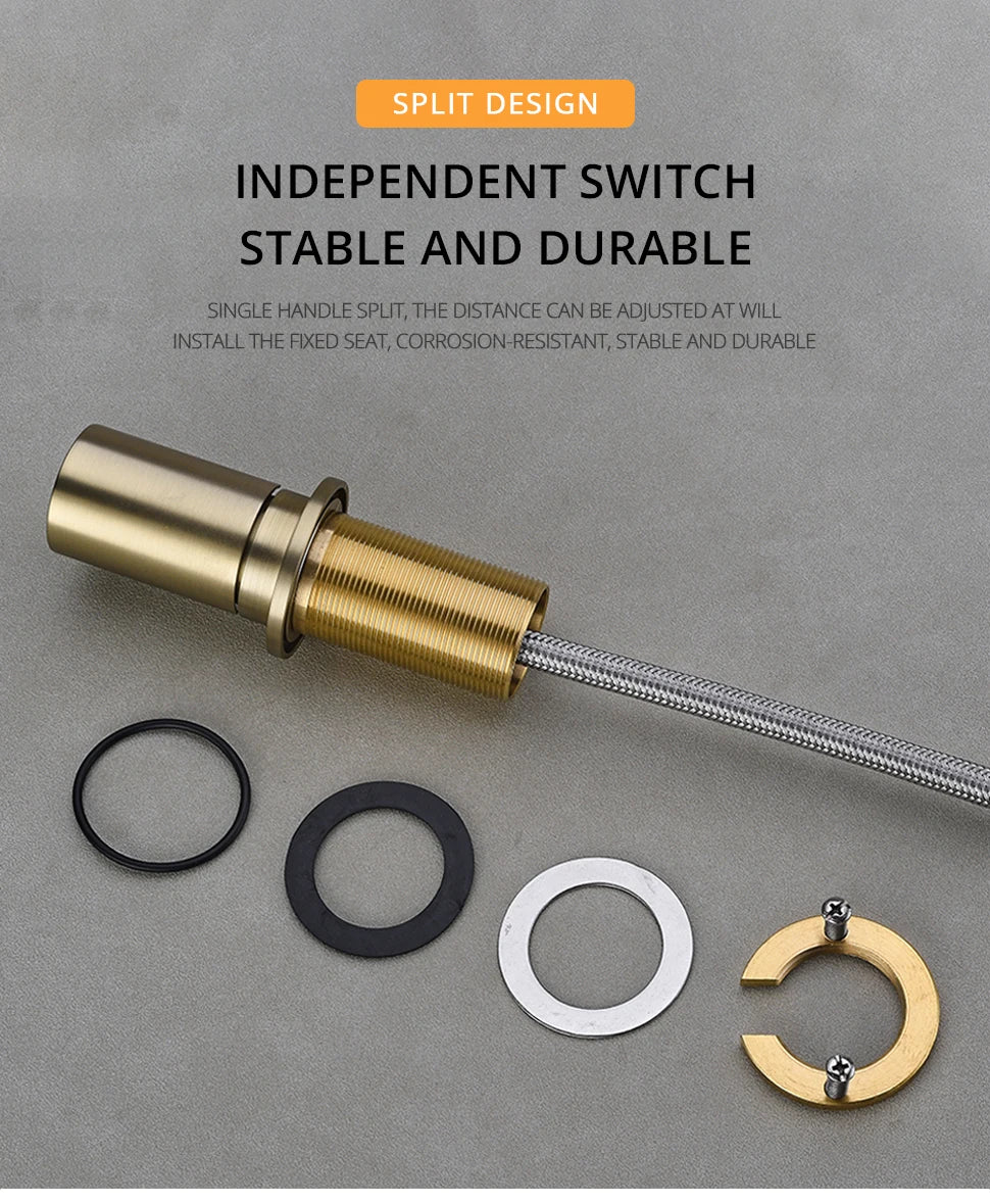 Brushed Gold Faucet Invisible Pull Out Spray Mixer