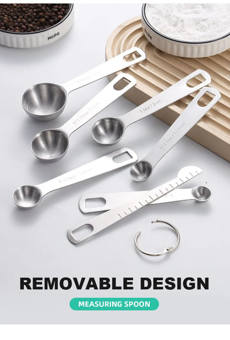 Stainless Steel Measuring Spoon 4/6/7/8 Scale Measuring Ruler