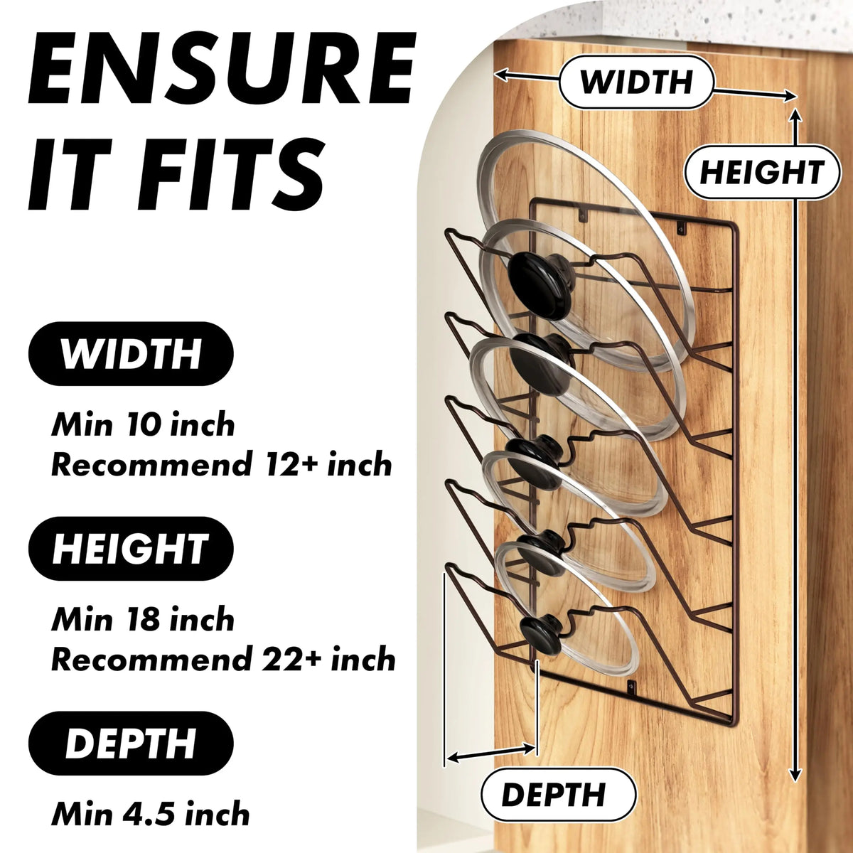 Rust-Free Pot Lid Storage Rack Organizer Rack Wall