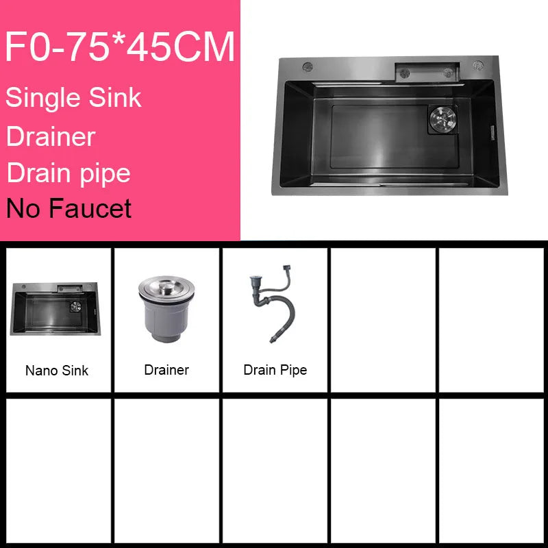 Black Nano Sink Waterfall Faucet Large Bowl Cup