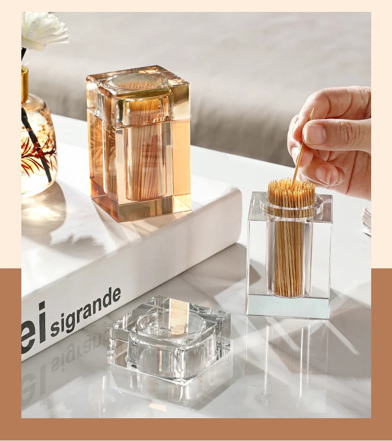 Luxury Crystal Glass Toothpick Box Barrel Dining Table