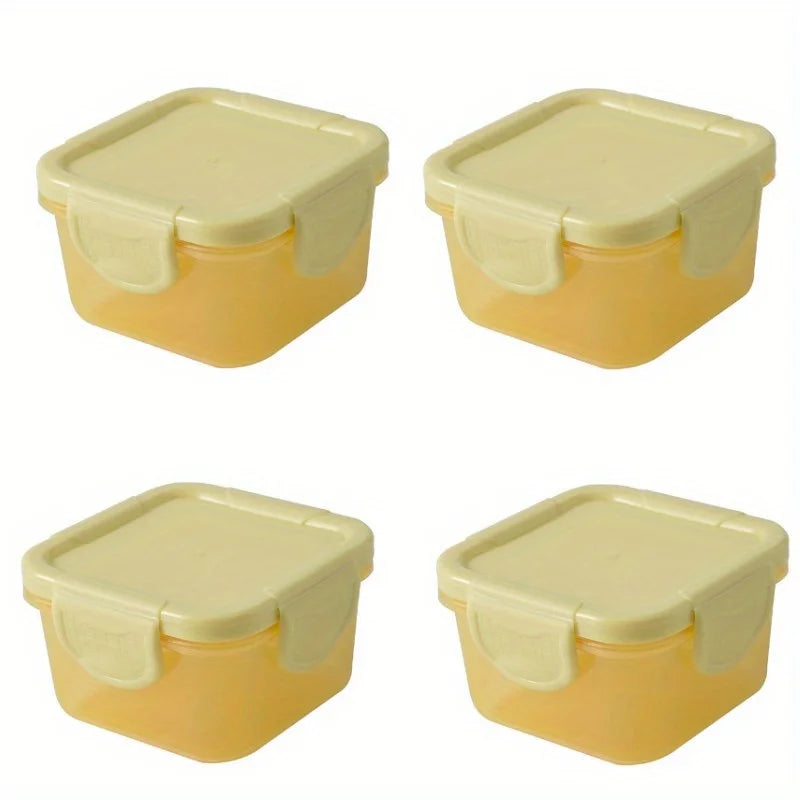 4pcs Mini Food Storage Container Leakproof Lid Sauce