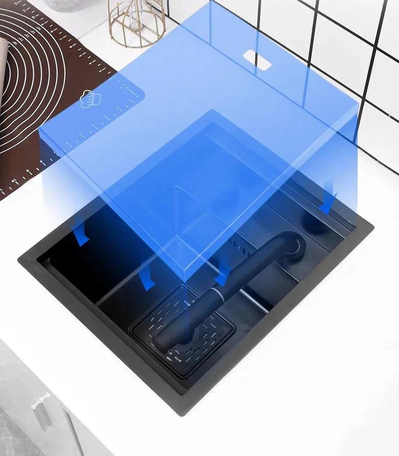 Nano Hidden Bar Sink Black Folding Faucet Silvery