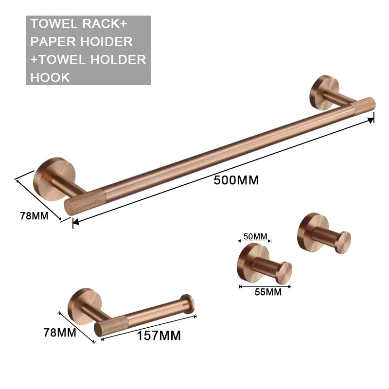 Brushed Rose Gold Stainless Steel Bathroom Hardware Towel