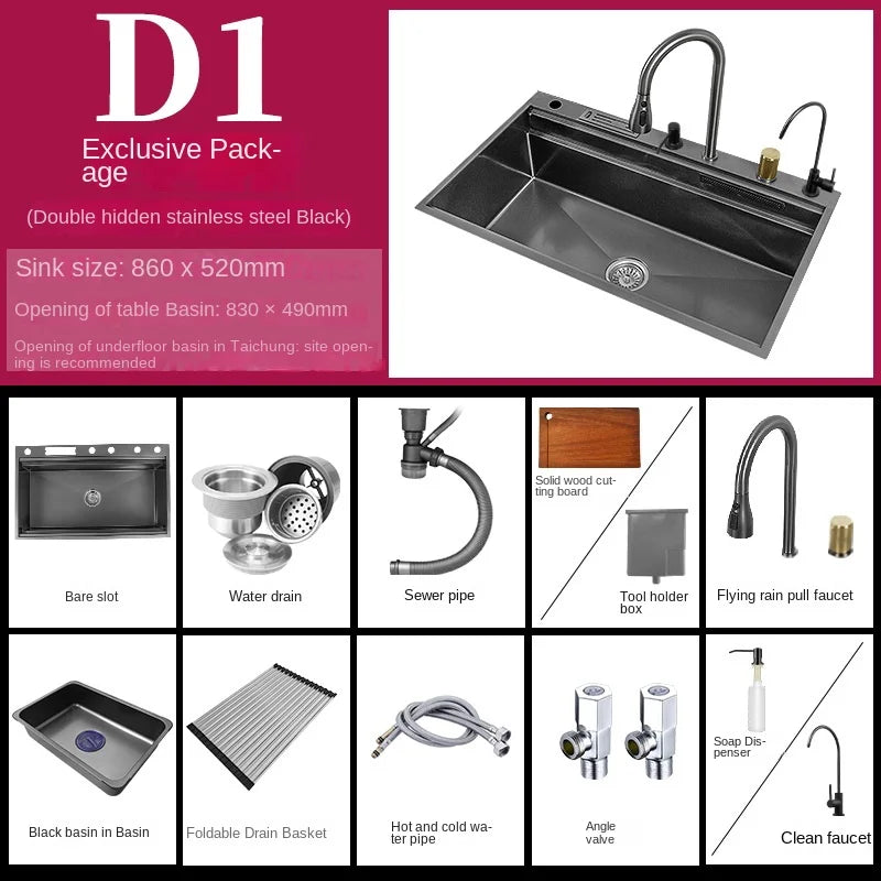 Waterfall Sink Nanometer 304 Stainless Steel Large Slot