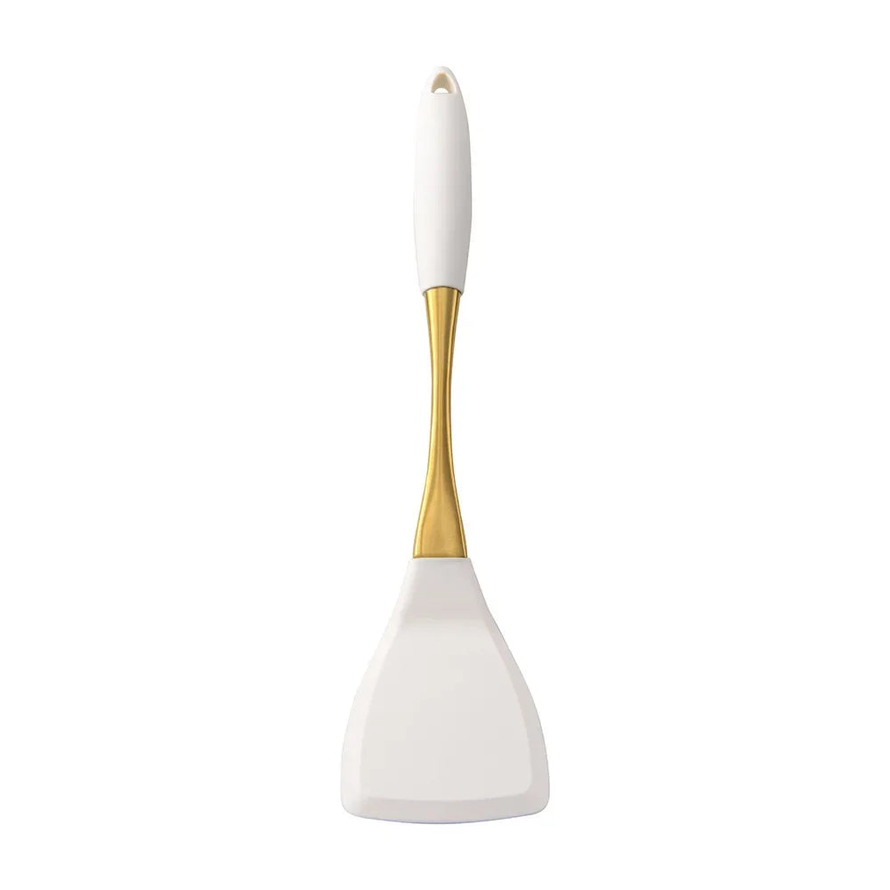 1pc Silicone Kitchenware Cooking Utensils White Gold Spatula
