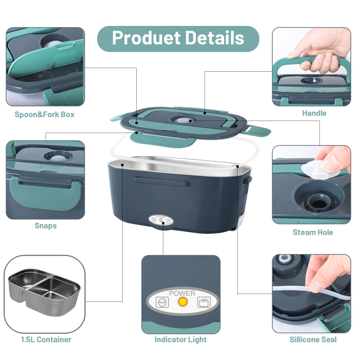 Electric Lunch Box Adults-60w Fast Heatedlunch Box Men&Women