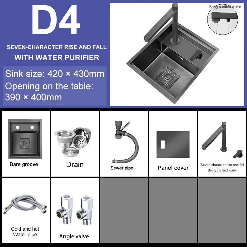 Hidden Sink Bar Sink Kit Folding Faucet Drain
