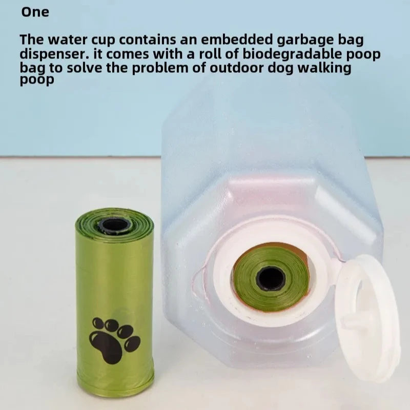In Dog Water Bottle Poop Bag Dispenser Pet
