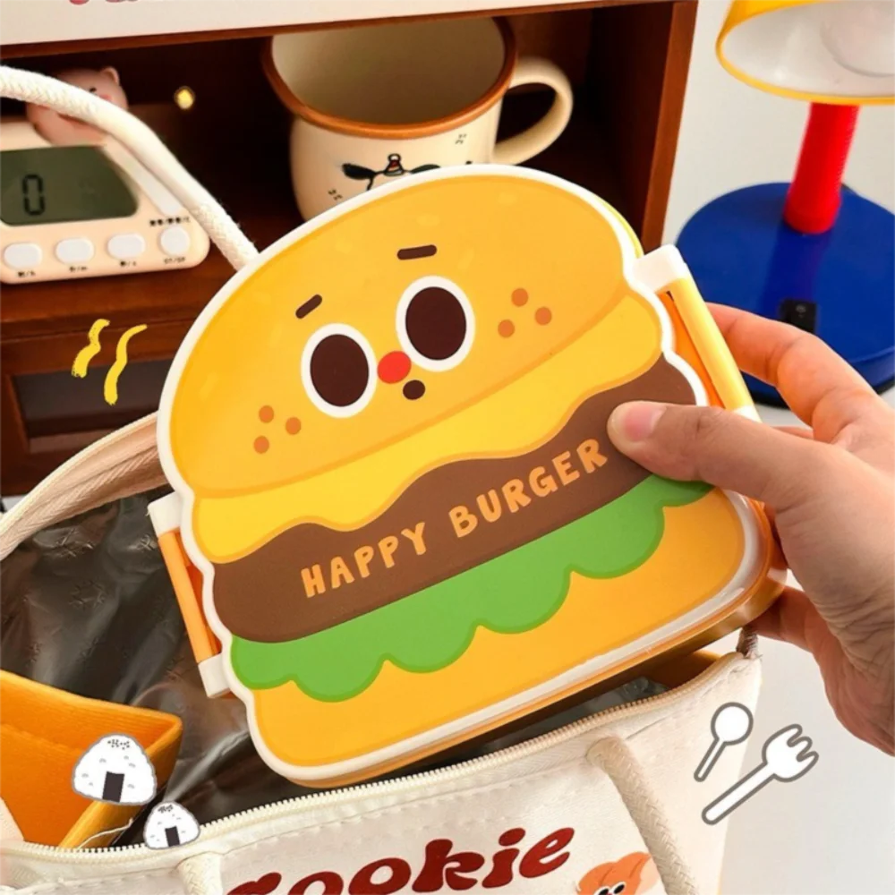 Creative Cartoon Bento Box Hamburger French Fries Divided