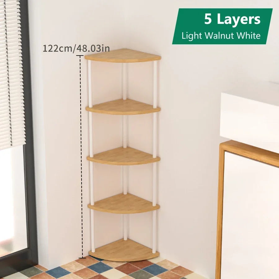 Multi-Layer Storage Rack Wall Corner Shelf Living