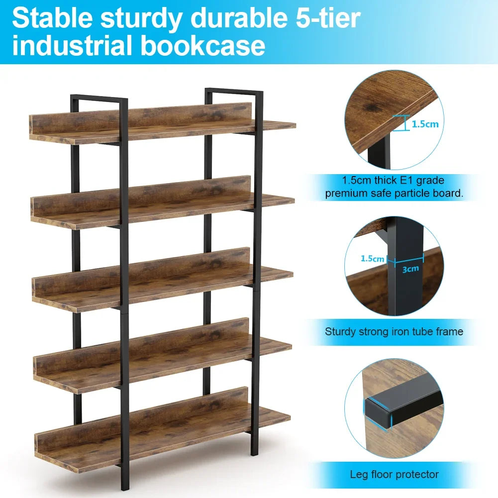 Tribesigns Bookshelf Storage Rack Standing Shelf Tier Industrial
