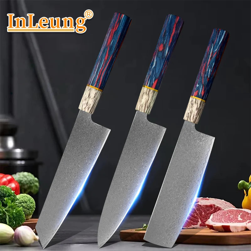 Damascus Knives Meat Cleaver Wooden Handle Chef Slicng