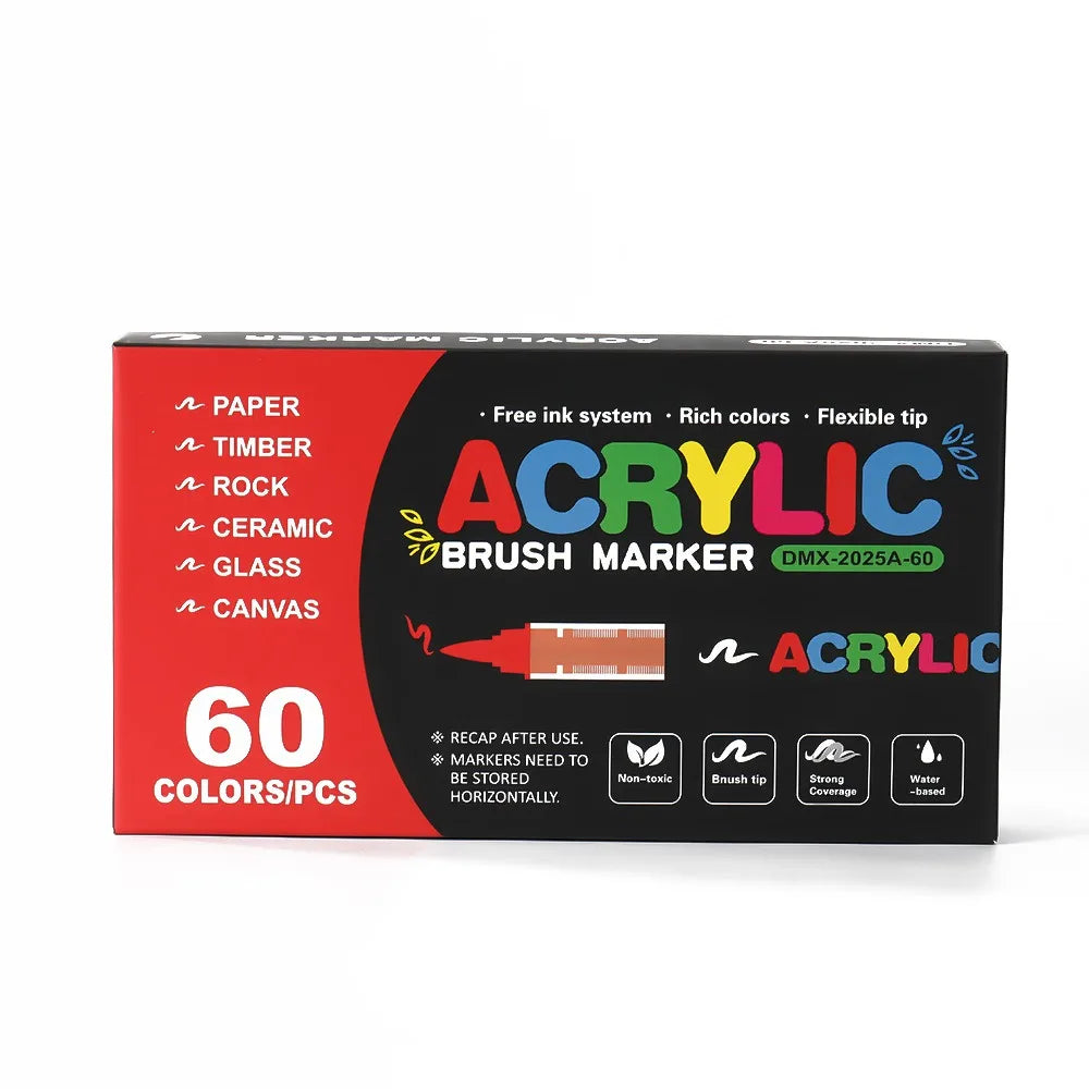12-408 Colors Acrylic Paint Markers Flexible Brush Acrylic