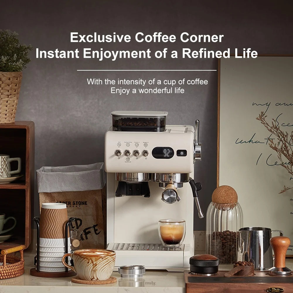 Semi-Automatic Espresso Machine Built-In Grinder & Cold Dual
