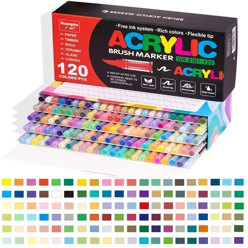 Guangna 12-240 Colors Direct-Liquid Acrylic Marker Paint Brush