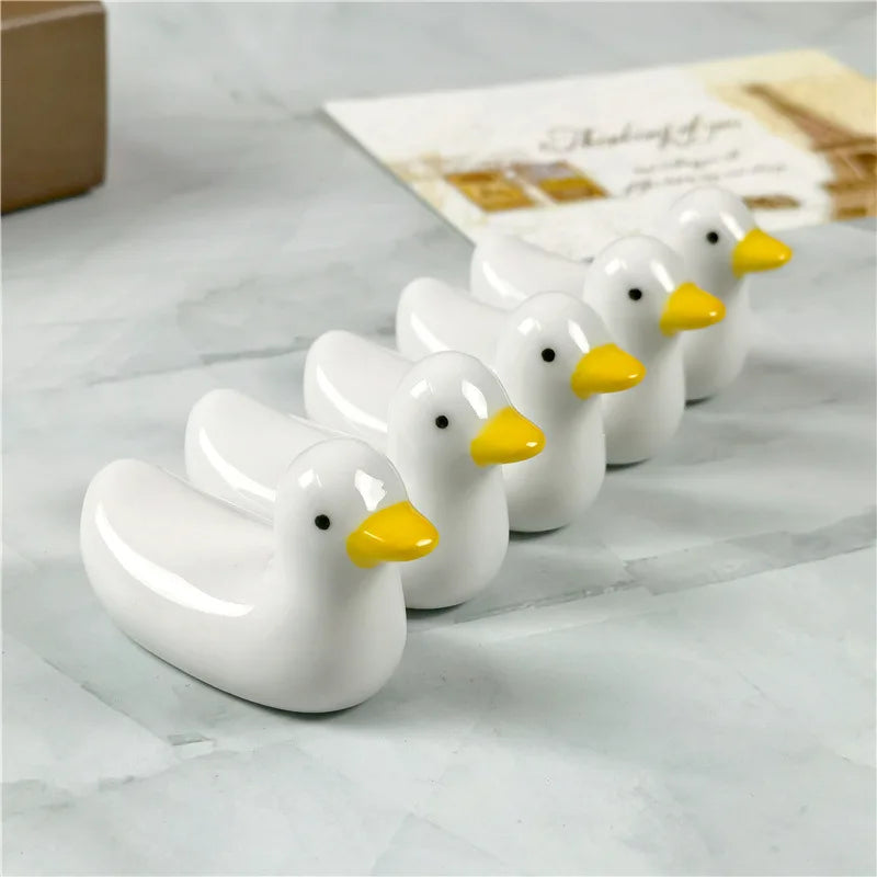 1-3pcs Duck Shape Ceramic Chopsticks Holder Spoon Rest