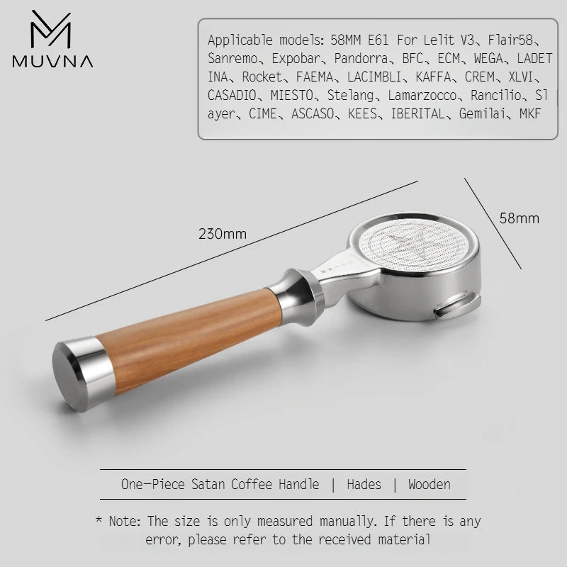Muvna Espresso One-Piece Portafilter Satan Series 58mm E61
