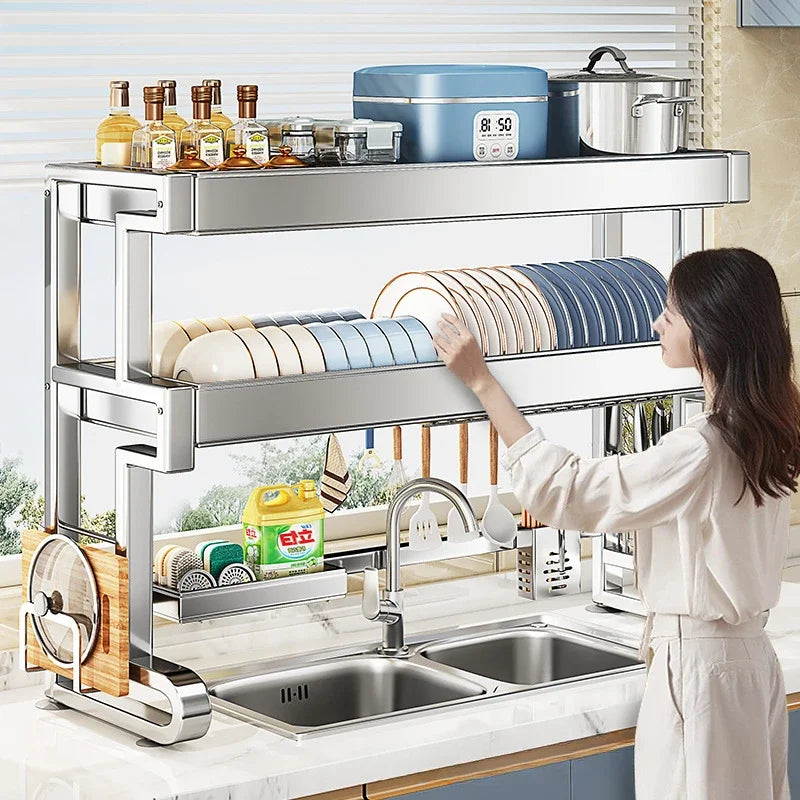 304 Stainless Steel Sink Storage Rack Layers Shelf