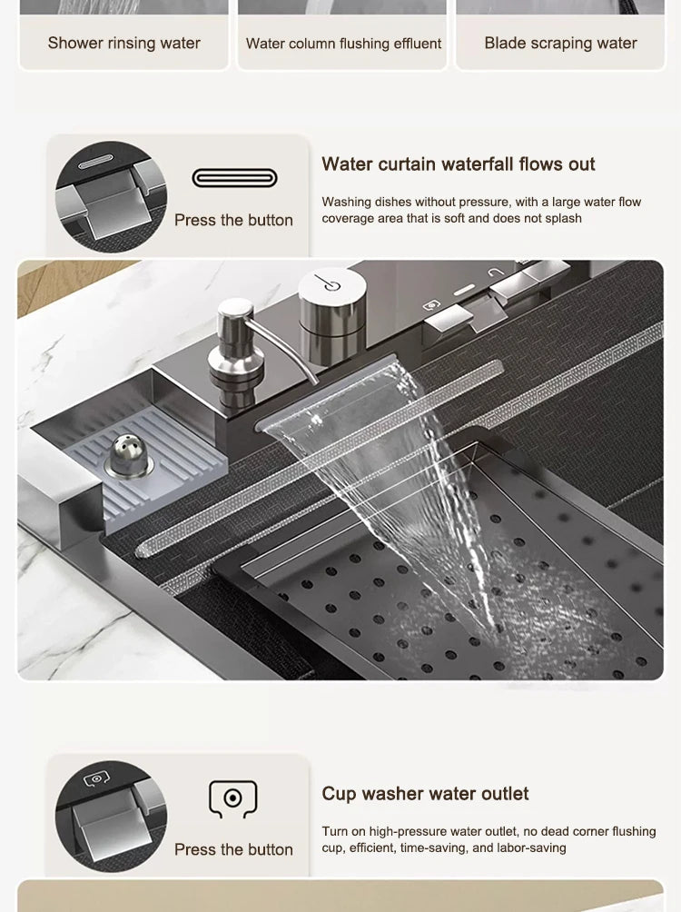 Sinks Stainless Steel Waterfall Sink Includes 120 50