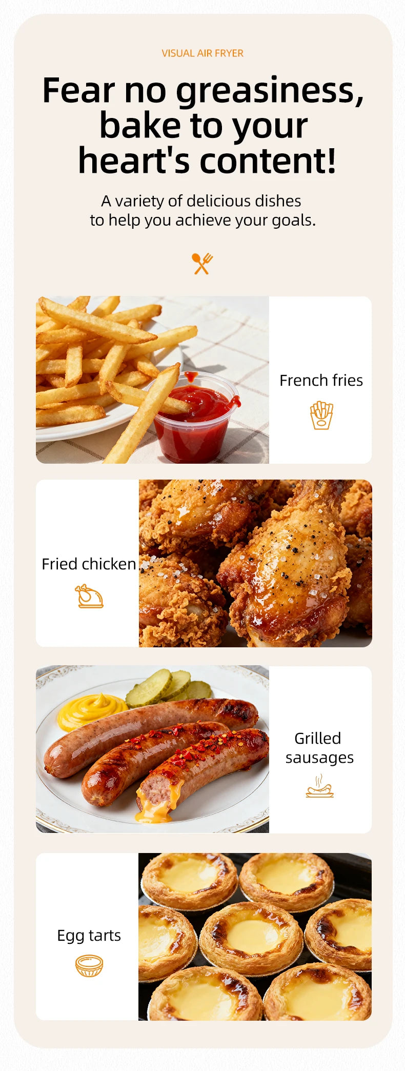 Divedeer 7l Visual Air Fryer - Large Capacity