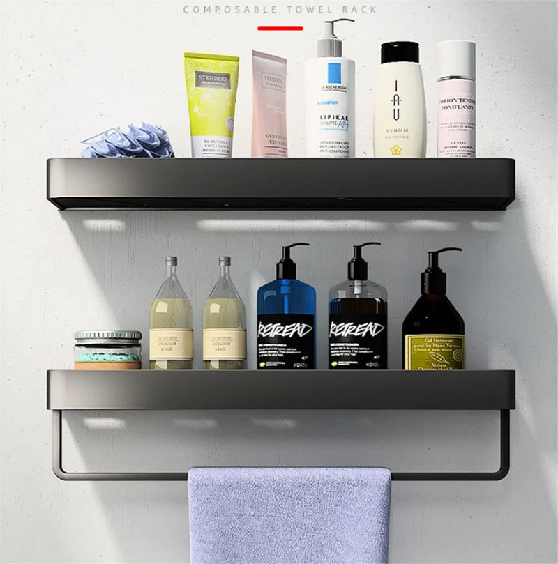 Bathroom Shelf Black Bathroom Shampoo Shower Storage Rack