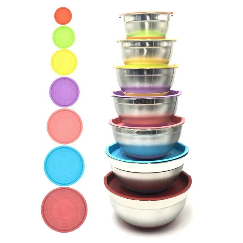 Colors Stainless Steel Mixing Bowl Lid Egg Mixer